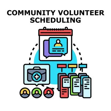 Community volunteer scheduling system organizing team service 스톡 일러스트