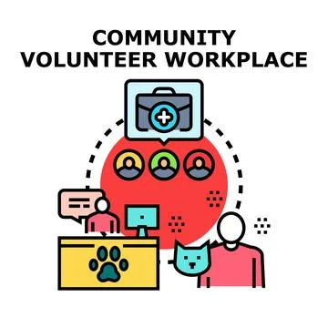 Community volunteer workplace and support network Stock Illustration