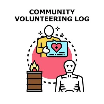 Community volunteering log tracking help for people in need Stock Illustration