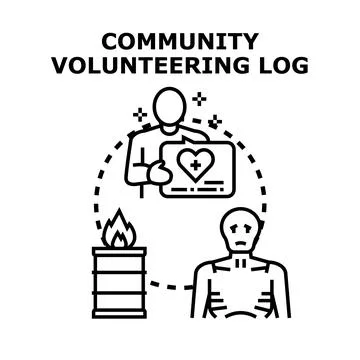Community volunteering log tracking help for people in need Stock Illustration