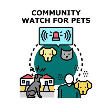 Community watch program protecting domestic companion animals Stock Illustration