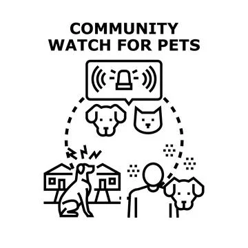 Community watch program protecting domestic companion animals Stock Illustration