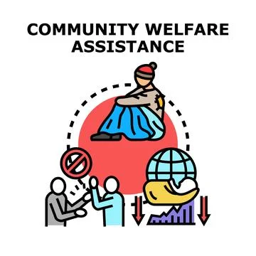 Community welfare assistance for social problem solving Stock Illustration