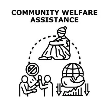 Community welfare assistance for social problem solving Stock Illustration