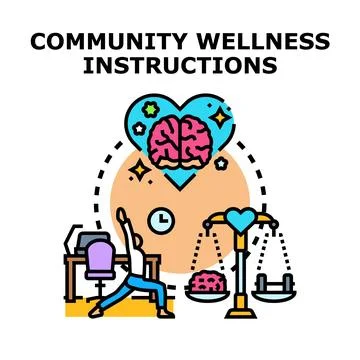 Community wellness instructions for mental physical balance Stockillustratie