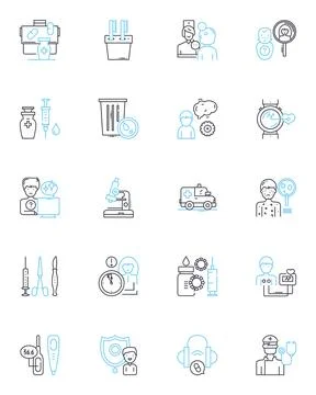 Community wellness linear icons set. Health, Unity, Connection, Support Stock Illustration