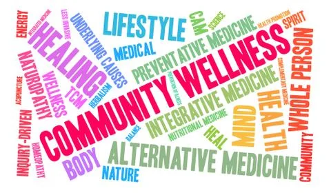 Community Wellness Word Cloud Stock Illustration