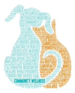 Community Wellness Word Cloud Stock Illustration