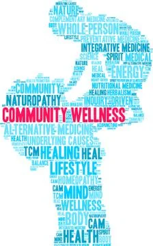 Community Wellness Word Cloud Stock Illustration