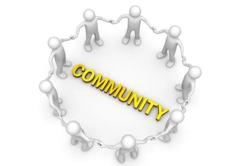 Community word in circle of characters Illustrazione stock