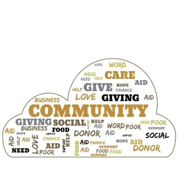 Community word cloud, social concept background Stock Illustration