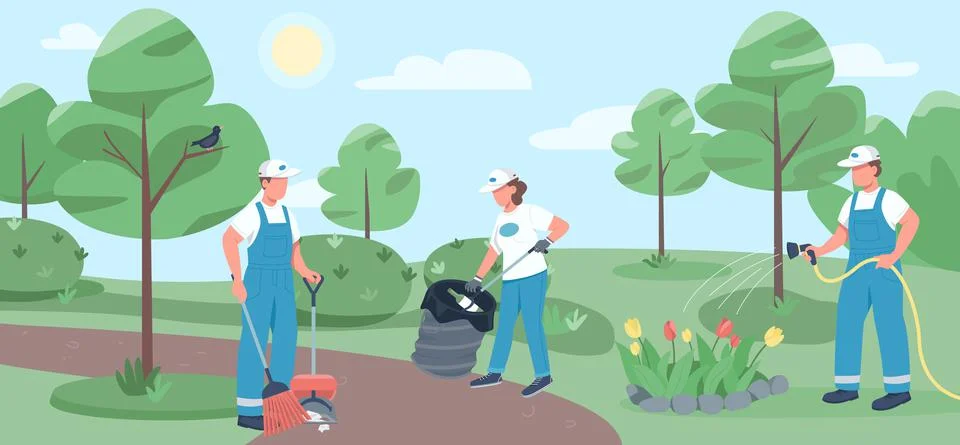 Community work flat color vector illustration Ilustración de archivo