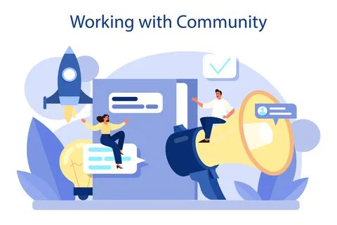 Community working concept. Team building, group of people work Ilustración de archivo
