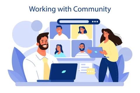 Community working concept. Team building, group of people work Ilustración de archivo
