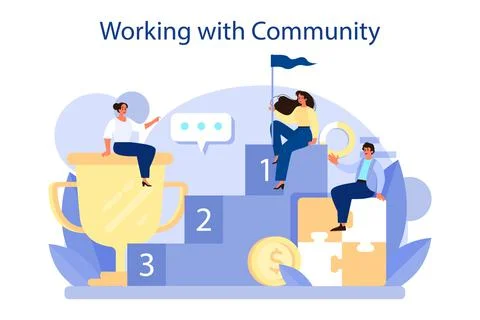 Community working concept. Team building, group of people work Illustrazione stock