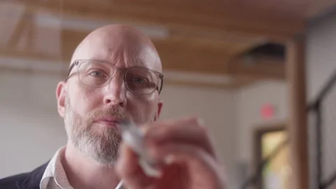 "Community" written on clear plexiglass with a marker by a modern businessman Video stock 133274782