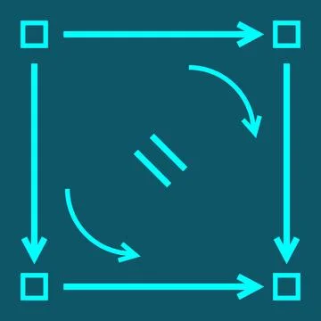Commutative Diagram Square of Objects and Arrows with Equal Composite Paths 库存插图