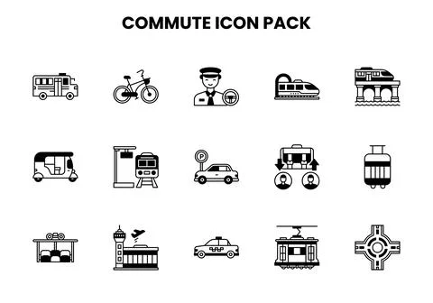 Commute DuoTone Scalable Icons Pack Stock Illustration