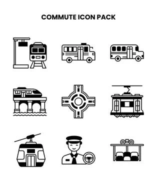 Commute DuoTone UI Icons Pack Stock Illustration