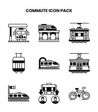 Commute DuoTone UI Icons Pack Stock Illustration