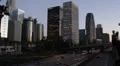 Commute, Dusk Downtown Los Angeles, LA, California, Rush Hour on Freeway, USA HD Footage