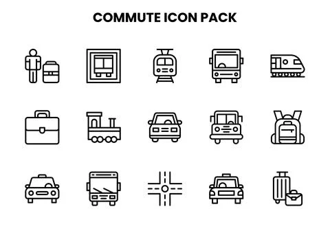Commute Line Bundle Icons Pack Stock Illustration