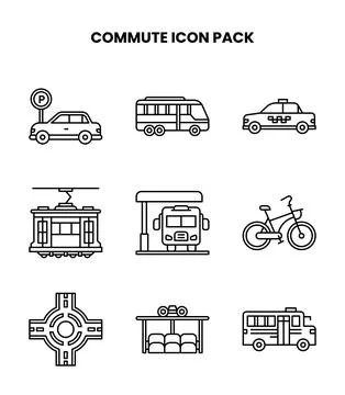 Commute Line Graphics Icons Pack Stock Illustration