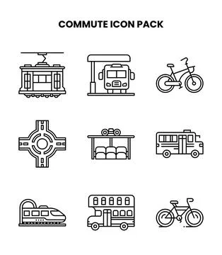 Commute Line Icons Pack Stock Illustration