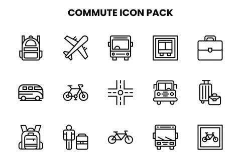 Commute Line Vector Icons Pack Stock Illustration