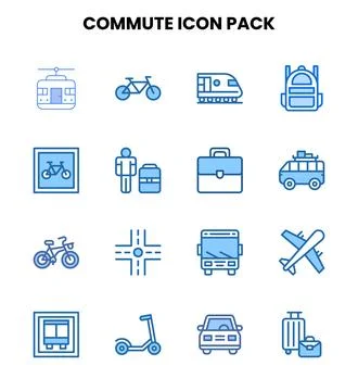 Commute Two Colour Bundle Icons Pack Stock Illustration