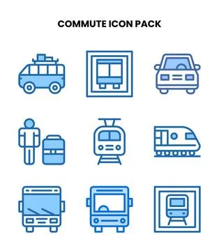 Commute Two Colour Graphics Icons Pack Stock Illustration