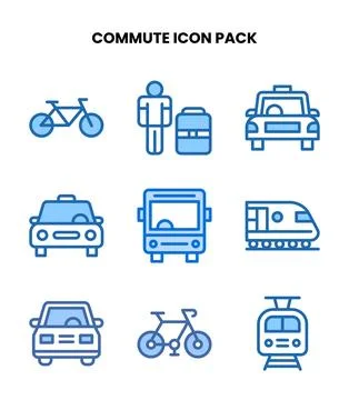 Commute Two Colour Icons Pack Stock Illustration