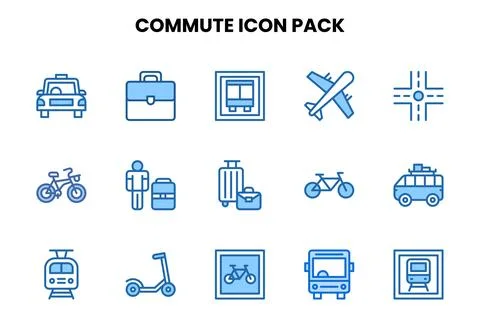 Commute Two Colour Icons Pack Stock Illustration
