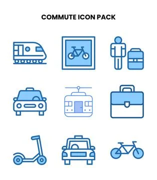 Commute Two Colour UI Icons Pack Stock Illustration