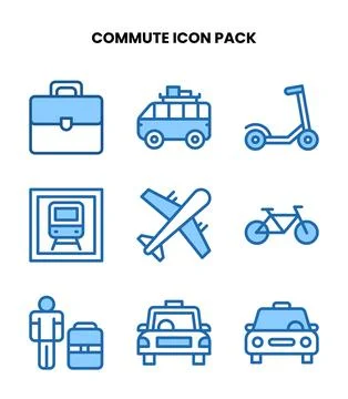 Commute Two Colour Vector Icons Pack Stock Illustration