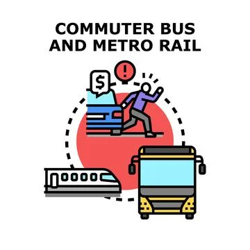 Commuter choosing public transportation saving money Stock Illustration