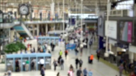 Commuter Crowd Of People in Underground Train Station - Commercially Usable Stock Footage 110779453