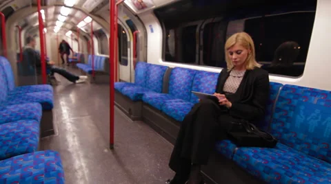 Commuter with digital tablet Stock Footage 40263003