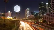 Commuter Freeway City Traffic Downtown Los Angeles Night 4K Timelapse Hyperlapse Stock Footage