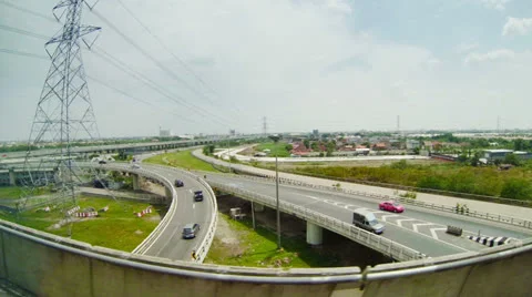 Commuter highway. view from the train window Stock Footage 25599297