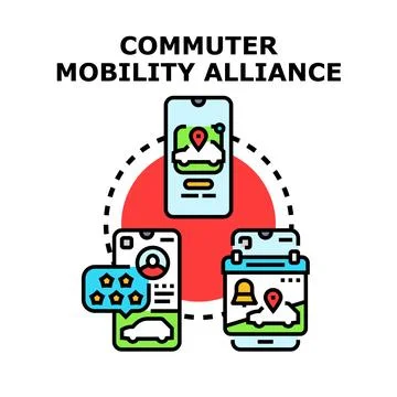 Commuter mobility alliance network services concept Illustrazione stock