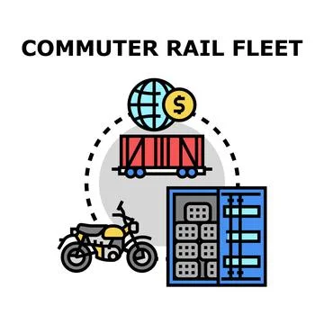 Commuter rail fleet concept with logistic transportation Stock Illustration