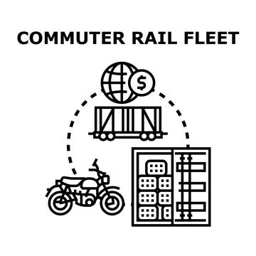 Commuter rail fleet concept with logistic transportation Stock Illustration