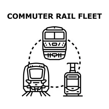 Commuter rail fleet vector illustrating public transportation system Stock Illustration