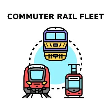 Commuter rail fleet vector illustrating public transportation system Stock Illustration