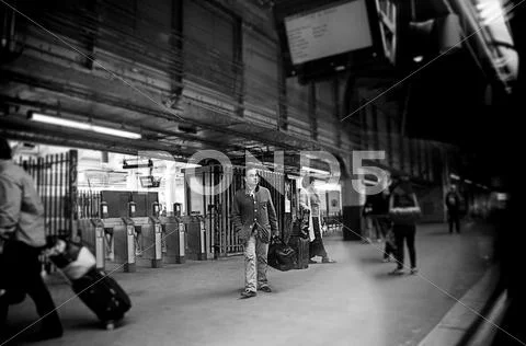 Commuter at the Subway in NYC Stock Photos