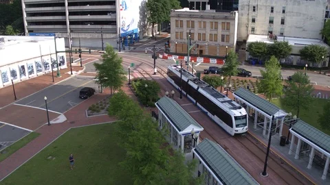 Commuter Train Aerial Stock Footage 91917207