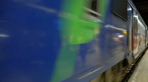 Commuter train arriving at the Metro Station (Editorial) 스톡 동영상 59086619