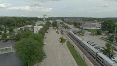 Commuter Train in Bartlett, IL Stock Footage 202188175
