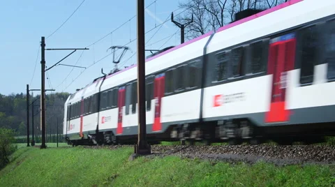 Commuter train in the countryside Stock Footage 49414824